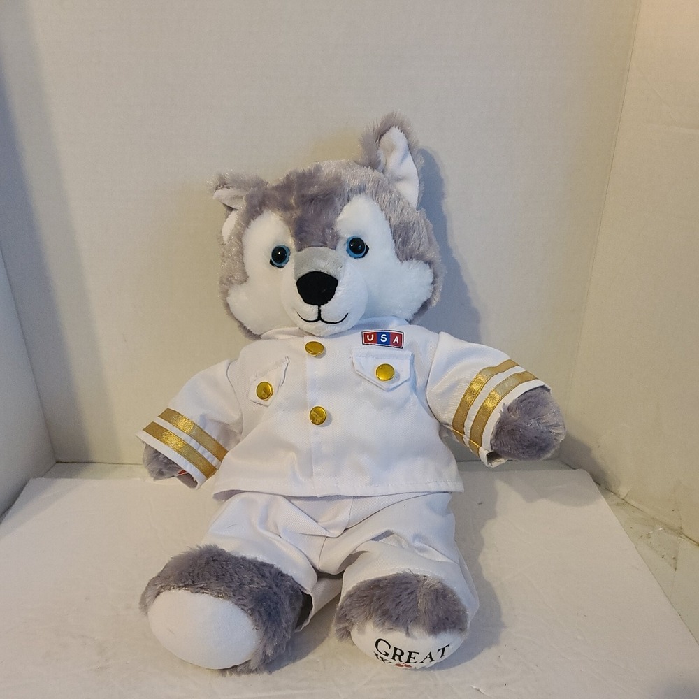 Build a Bear BAB Great Wolf Lodge  WOLF‎ Gray White Plush  USA